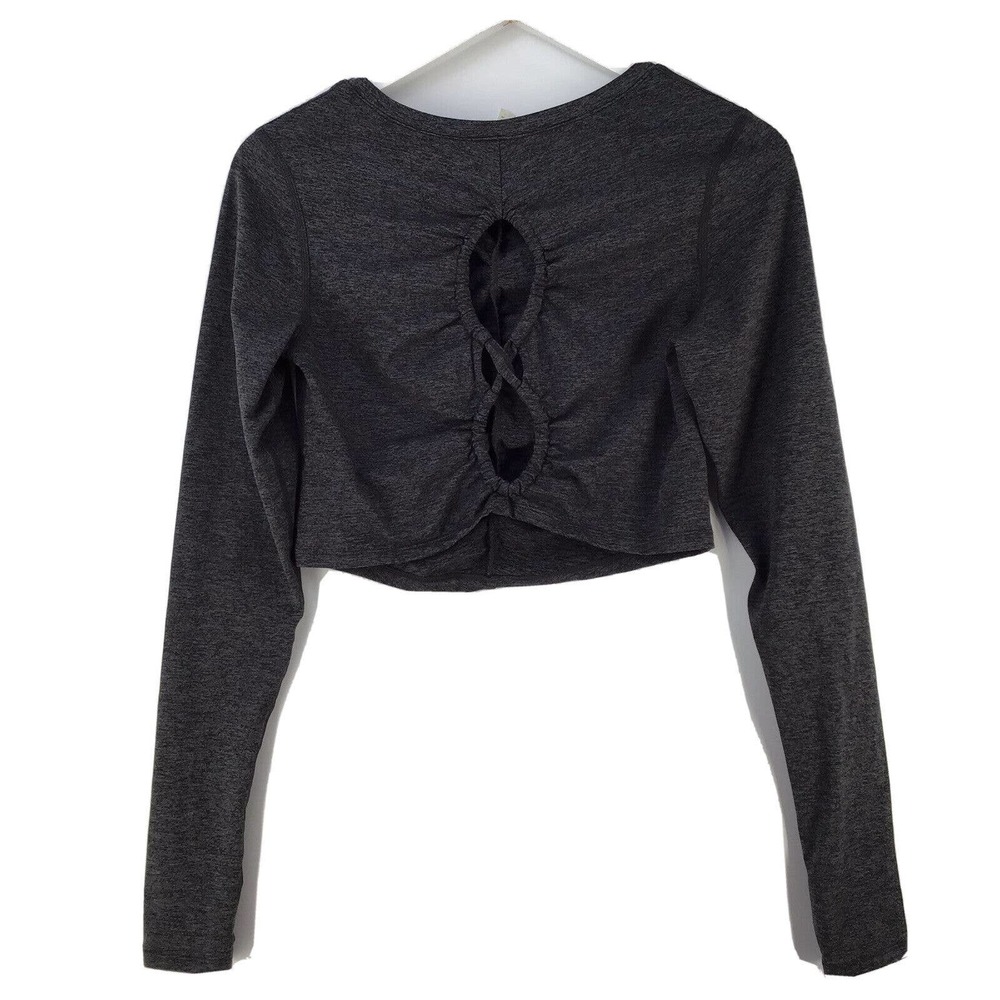 FP movement long sleeved Gray Athletic Exercise Crop top Size Medium